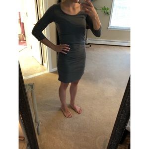 Gray dress with quarter length sleeves